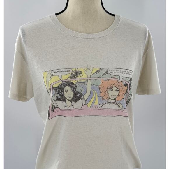 RE/DONE Hanes Comic Graphic T-shirt Tee White Top Vintage Ivory L Thelma Louise - Picture 1 of 7